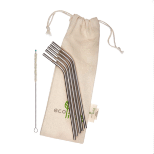 5 Bent Drinking Straws with Cleaning Brush & Carry Pouch